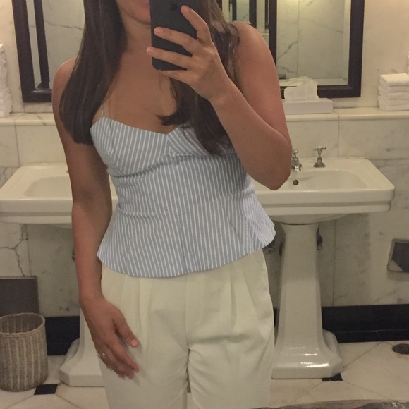 Club Monaco blue stripe peplum top 4 - Picture 1 of 3